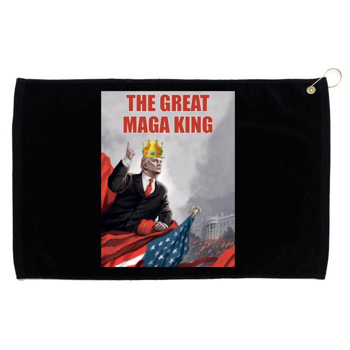 The Great MAGA King Trump 2024 USA Flag Grommeted Golf Towel