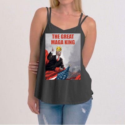 The Great MAGA King Trump 2024 USA Flag Women's Strappy Tank