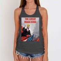 The Great MAGA King Trump 2024 USA Flag Women's Knotted Racerback Tank