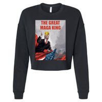 The Great MAGA King Trump 2024 USA Flag Cropped Pullover Crew