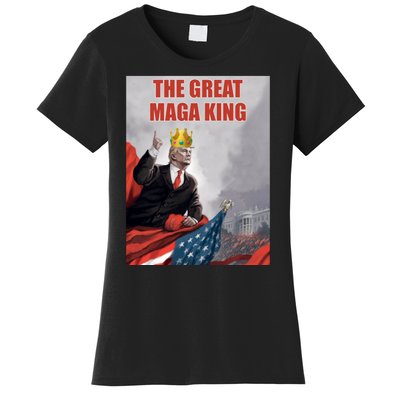 The Great MAGA King Trump 2024 USA Flag Women's T-Shirt