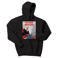 The Great MAGA King Trump 2024 USA Flag Kids Hoodie