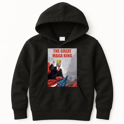 The Great MAGA King Trump 2024 USA Flag Kids Hoodie