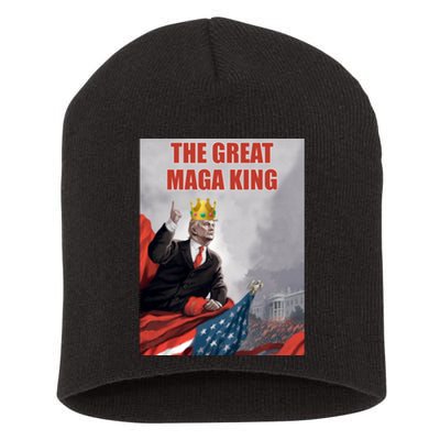 The Great MAGA King Trump 2024 USA Flag Short Acrylic Beanie