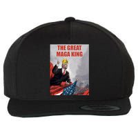 The Great MAGA King Trump 2024 USA Flag Wool Snapback Cap