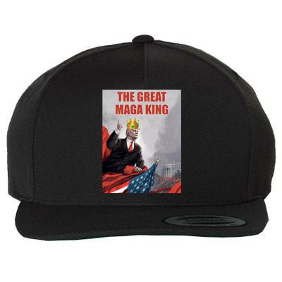 The Great MAGA King Trump 2024 USA Flag Wool Snapback Cap