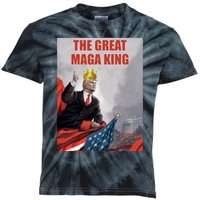 The Great MAGA King Trump 2024 USA Flag Kids Tie-Dye T-Shirt