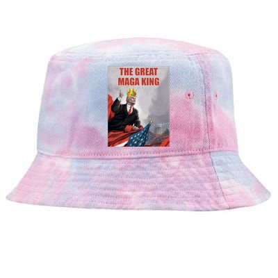 The Great MAGA King Trump 2024 USA Flag Tie-Dyed Bucket Hat