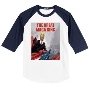 The Great MAGA King Trump 2024 USA Flag Baseball Sleeve Shirt