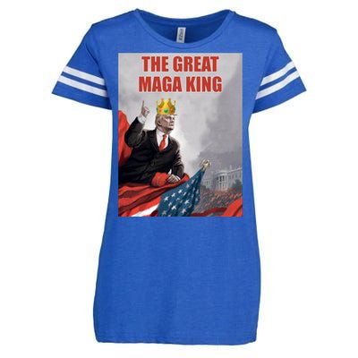 The Great MAGA King Trump 2024 USA Flag Enza Ladies Jersey Football T-Shirt