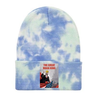 The Great MAGA King Trump 2024 USA Flag Tie Dye 12in Knit Beanie