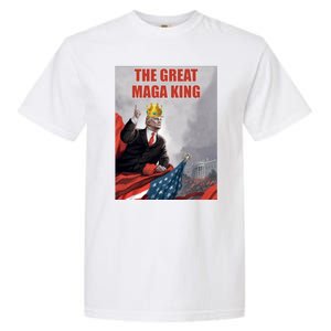 The Great MAGA King Trump 2024 USA Flag Garment-Dyed Heavyweight T-Shirt