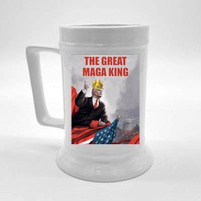 The Great MAGA King Trump 2024 USA Flag Beer Stein