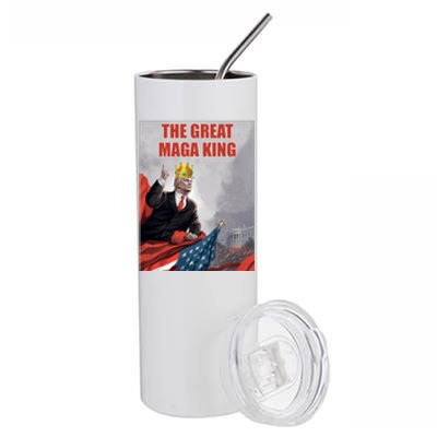 The Great MAGA King Trump 2024 USA Flag Stainless Steel Tumbler