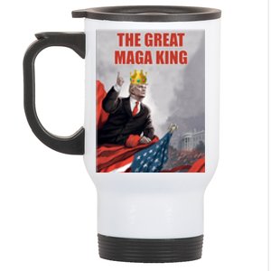 The Great MAGA King Trump 2024 USA Flag Stainless Steel Travel Mug