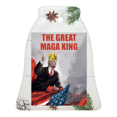 The Great MAGA King Trump 2024 USA Flag Ceramic Bell Ornament