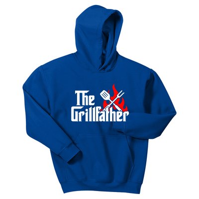 The Grillfather Meat Fork And Spatula Open Flames Grilling Art Meaningful Gift Kids Hoodie