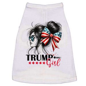 Trump Girl Messy Bun Sunglasses Trump 2024 Usa Flag Doggie Tank