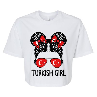 Turkish Girl Messy Hair Turkey Pride Patriotic Bella+Canvas Jersey Crop Tee