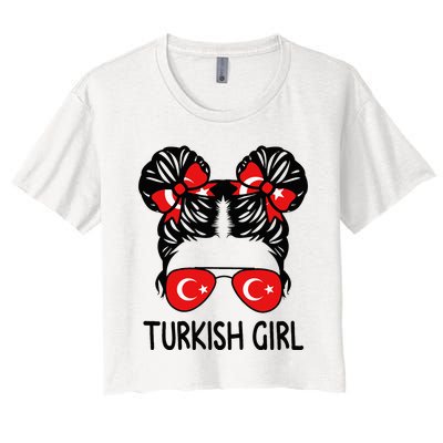 Turkish Girl Messy Hair Turkey Pride Patriotic Women's Crop Top Tee