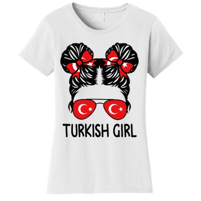 Turkish Girl Messy Hair Turkey Pride Patriotic Women's T-Shirt