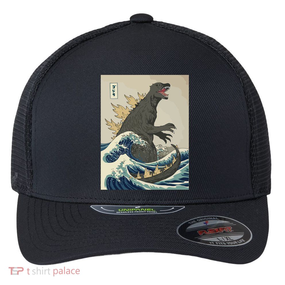 The Great Monster Off Kanagawa Team Wave Flexfit Unipanel Trucker Cap
