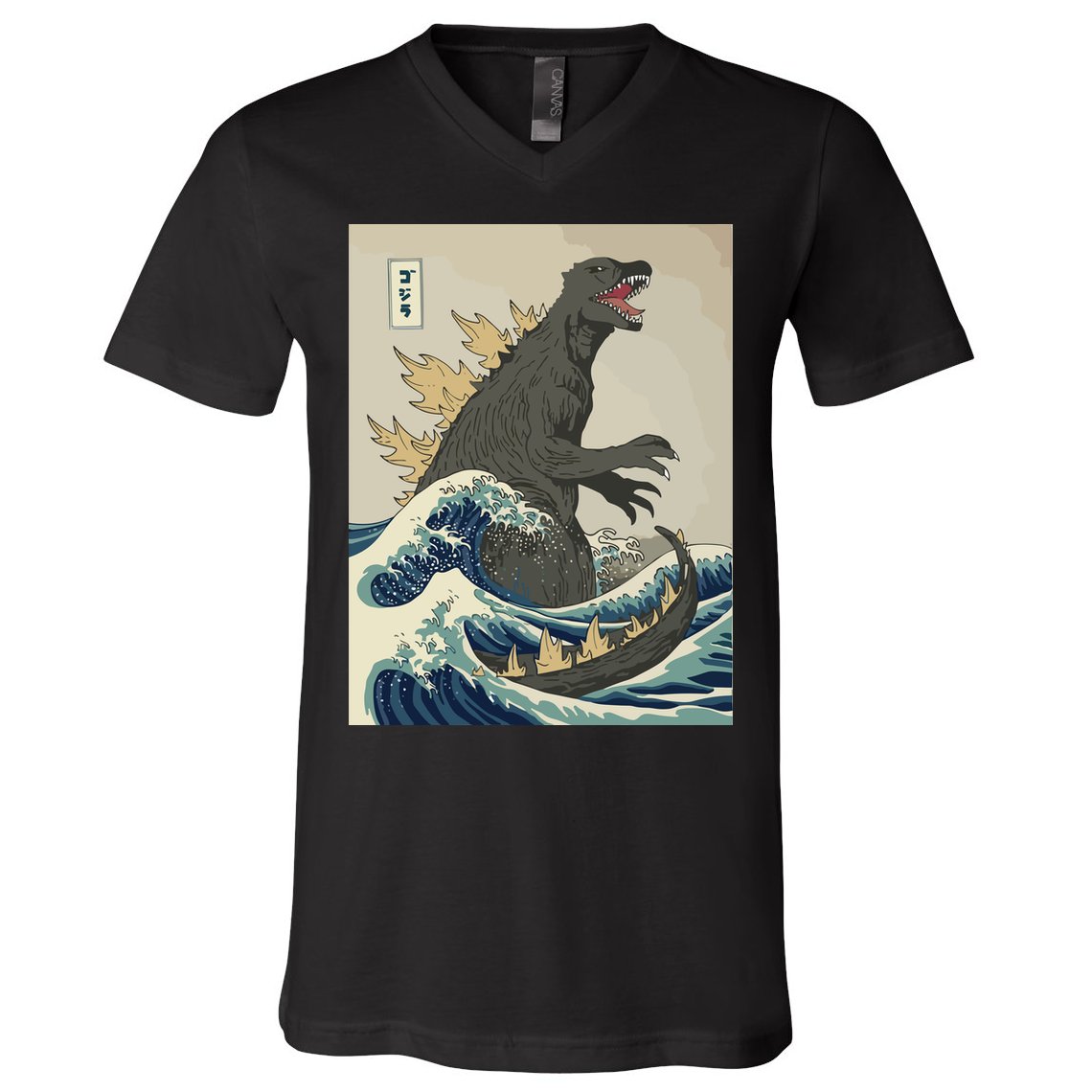 The Great Monster Off Kanagawa Team Wave V-Neck T-Shirt