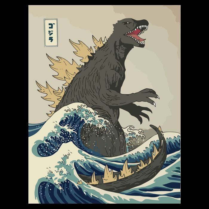 The Great Monster Off Kanagawa Team Wave V-Neck T-Shirt
