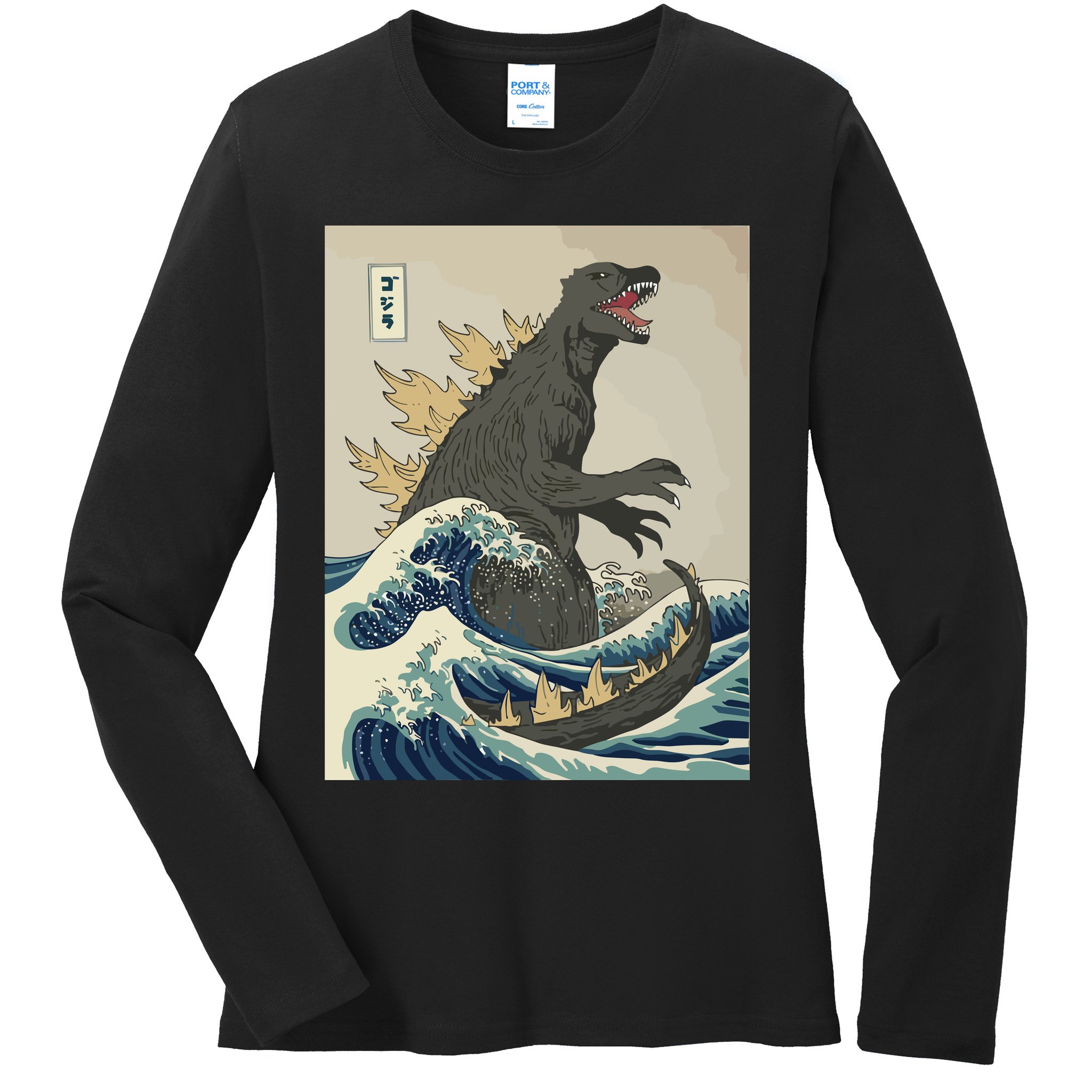 The Great Monster Off Kanagawa Team Wave Ladies Long Sleeve Shirt