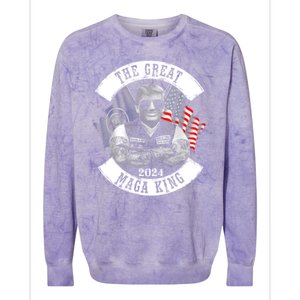 The Great MAGA King Trump 2024 Colorblast Crewneck Sweatshirt