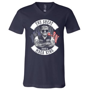 The Great MAGA King Trump 2024 V-Neck T-Shirt