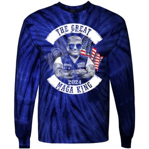 The Great MAGA King Trump 2024 Tie-Dye Long Sleeve Shirt