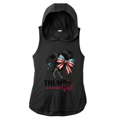 Trump Girl Messy Bun Sunglasses Trump 2024 Usa Flag Gift Ladies PosiCharge Tri-Blend Wicking Draft Hoodie Tank