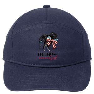 Trump Girl Messy Bun Sunglasses Trump 2024 Usa Flag Gift 7-Panel Snapback Hat