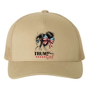 Trump Girl Messy Bun Sunglasses Trump 2024 Usa Flag Gift Yupoong Adult 5-Panel Trucker Hat