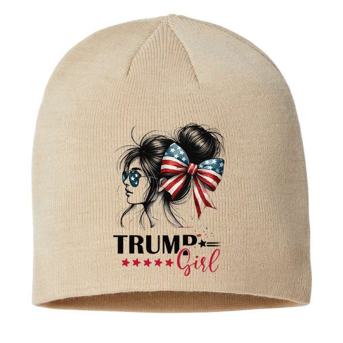 Trump Girl Messy Bun Sunglasses Trump 2024 Usa Flag Gift Sustainable Beanie