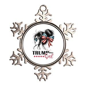 Trump Girl Messy Bun Sunglasses Trump 2024 Usa Flag Gift Metallic Star Ornament