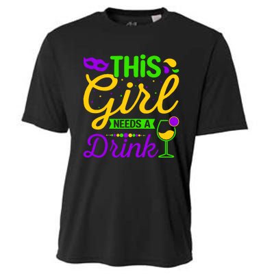 This Girl Needs a Drink - Mardi Gras Girl Alcohol Drinking Cooling Performance Crew T-Shirt