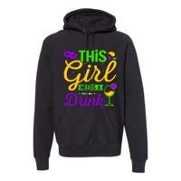 This Girl Needs a Drink - Mardi Gras Girl Alcohol Drinking Premium Hoodie