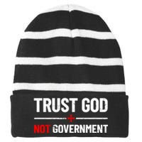 Trust God Not Government Anti Government Political Striped Beanie with Solid Band