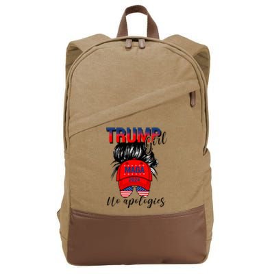 Trump Girl No Apologies Patriotic American Cotton Canvas Backpack