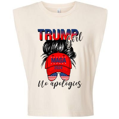 Trump Girl No Apologies Patriotic American Garment-Dyed Women's Muscle Tee