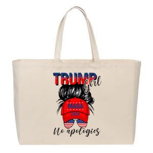 Trump Girl No Apologies Patriotic American Cotton Canvas Jumbo Tote