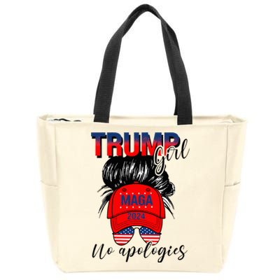 Trump Girl No Apologies Patriotic American Zip Tote Bag