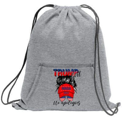 Trump Girl No Apologies Patriotic American Sweatshirt Cinch Pack Bag