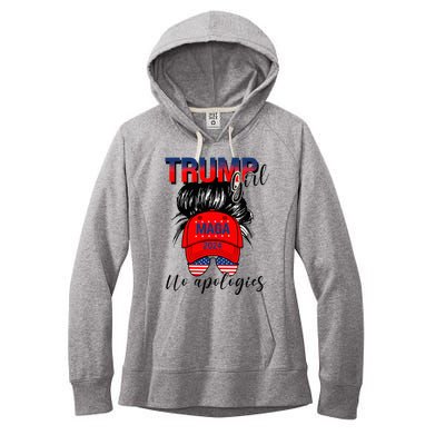 Trump Girl No Apologies Patriotic American Women's Fleece Hoodie