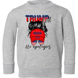 Trump Girl No Apologies Patriotic American Toddler Sweatshirt