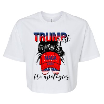 Trump Girl No Apologies Patriotic American Bella+Canvas Jersey Crop Tee