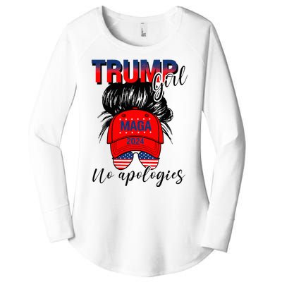 Trump Girl No Apologies Patriotic American Women's Perfect Tri Tunic Long Sleeve Shirt