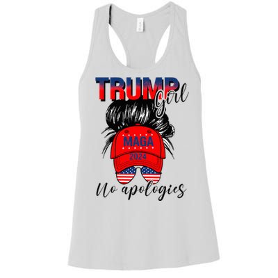 Trump Girl No Apologies Patriotic American Women's Racerback Tank